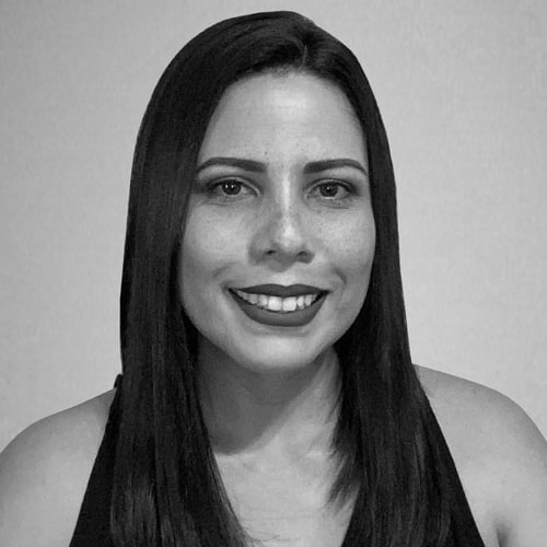 Melanie Uribe's black and white headshot